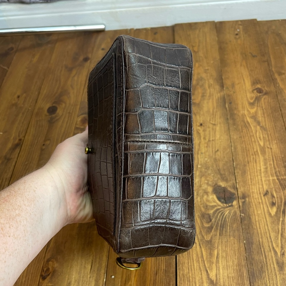 Madewell transport camera bag brown croc embossed leather **NO STRAPS** - Picture 4 of 12